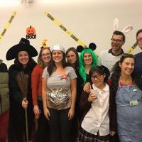 Students and faculty at the annual Halloween party.